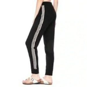 Sundry black jogger pants with white stripes on side 2